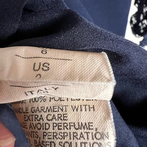 Nicholas Navy Blue Ruffle Trim Lace Long Sleeve Mini Dress Size 2 - Picture 13 of 14